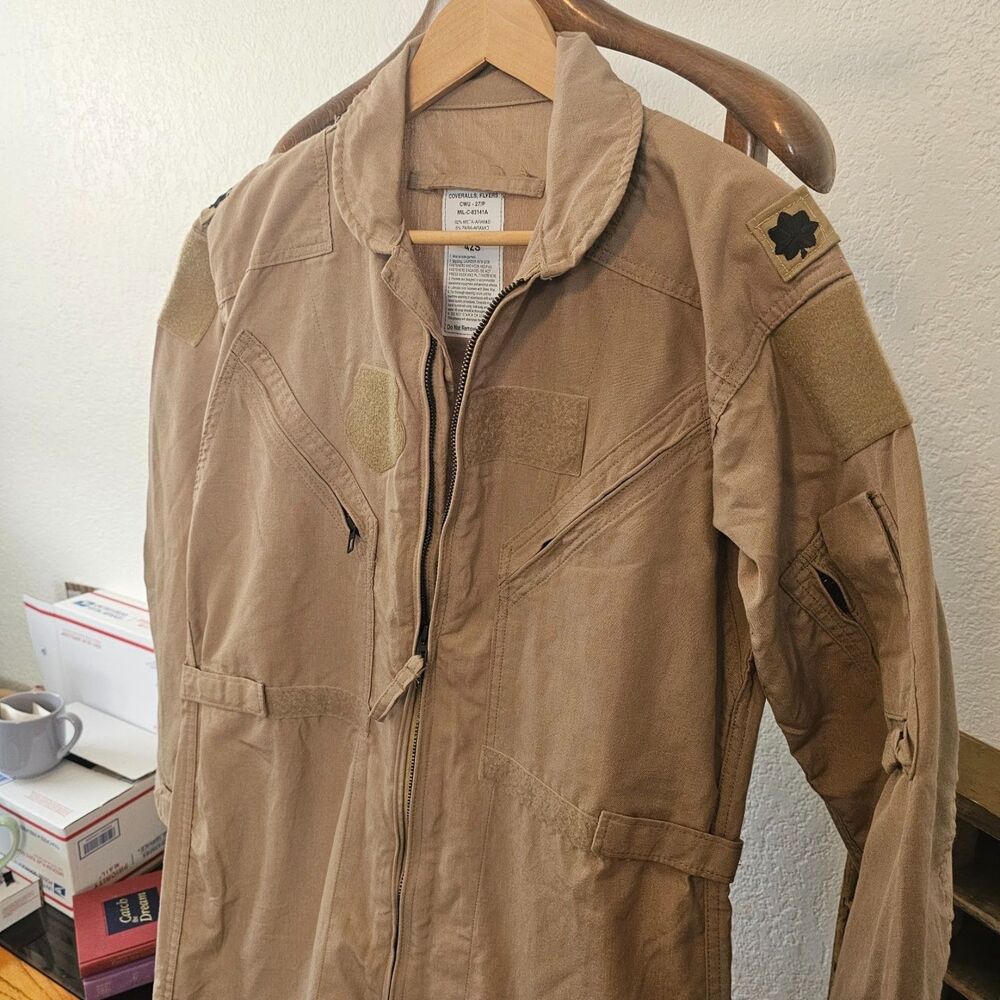 Genuine US Military CWU 27/P Nomex Flight Suit Coveralls Desert Tan 42 Officer